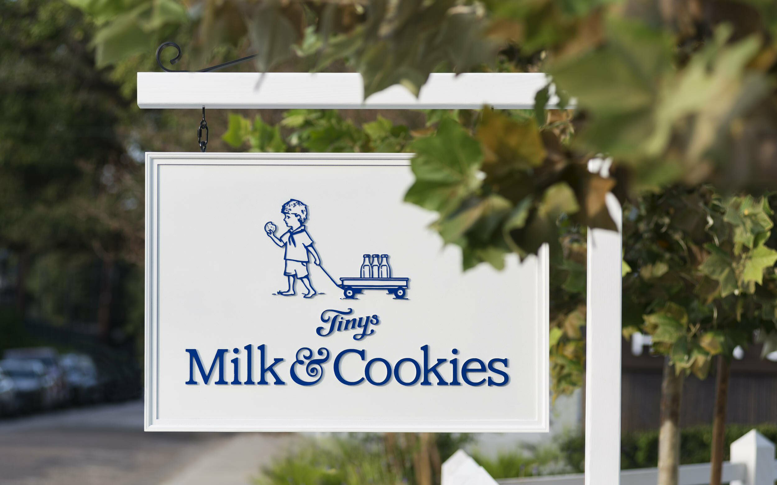 Milk and cookies exterior signage sidewalk